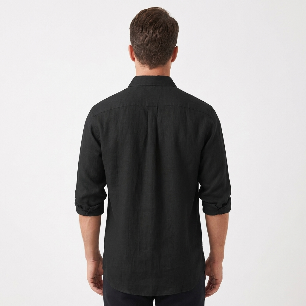 Men's Linen Long Sleeve Shirt Regular Fit Button-Up Casual Summer