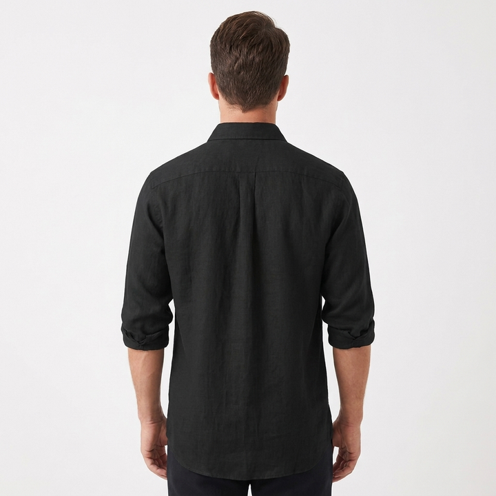 Men's Linen Long Sleeve Shirt Regular Fit Button-Up Casual Summer