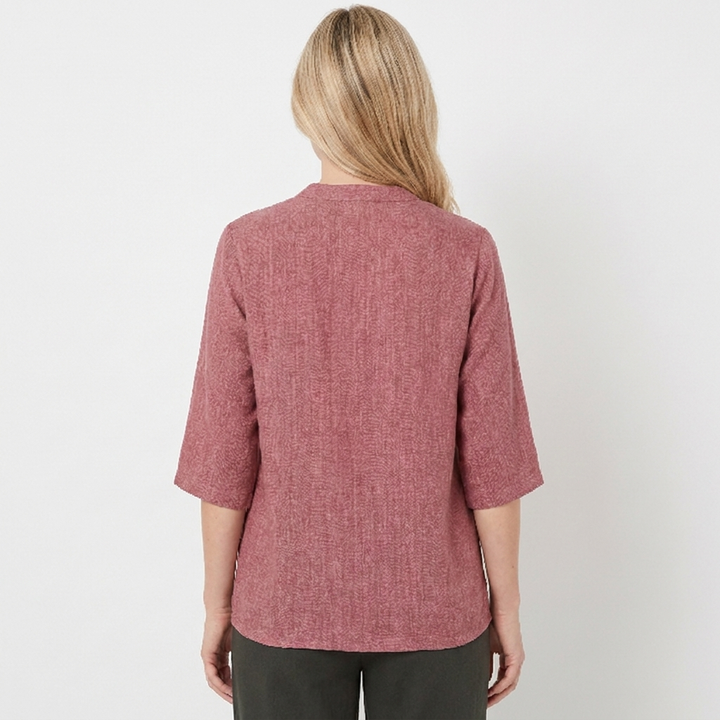 Women's Linen Tunic Top Notch Neck Half Sleeve Loose Fit
