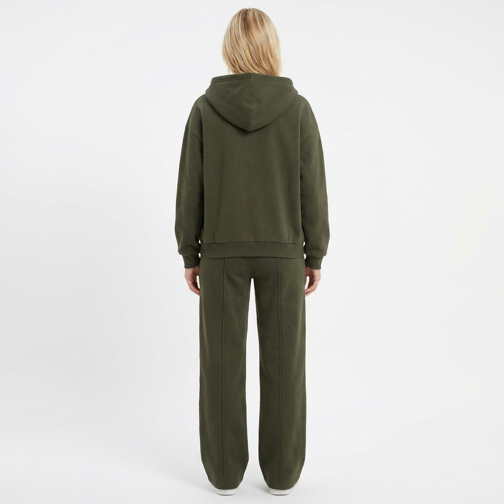 Women's Cropped Zip-Up Jacket and Wide-Leg Pants Set