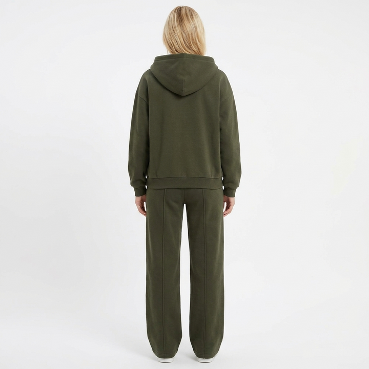Women's Cropped Zip-Up Jacket and Wide-Leg Pants Set