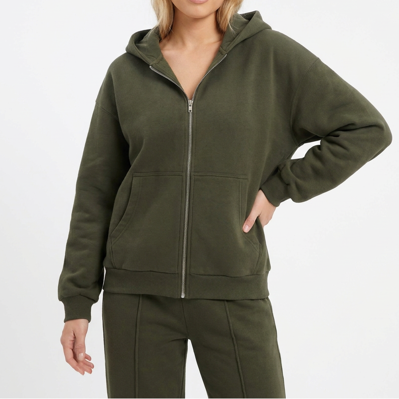 Women's Cropped Zip-Up Jacket and Wide-Leg Pants Set