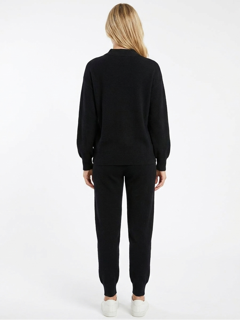 Women's Two-Piece Lounge Set Balloon Sleeve Top Drawstring Pants