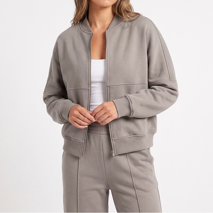 Women's Two-Piece Zip-Up Jacket & Wide Leg Pants Set