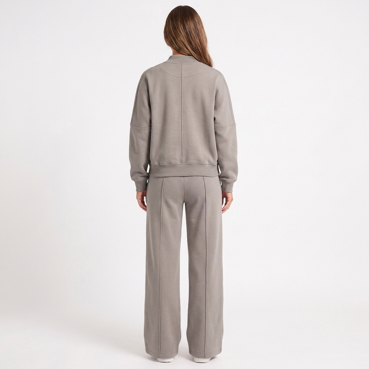 Women's Two-Piece Zip-Up Jacket & Wide Leg Pants Set