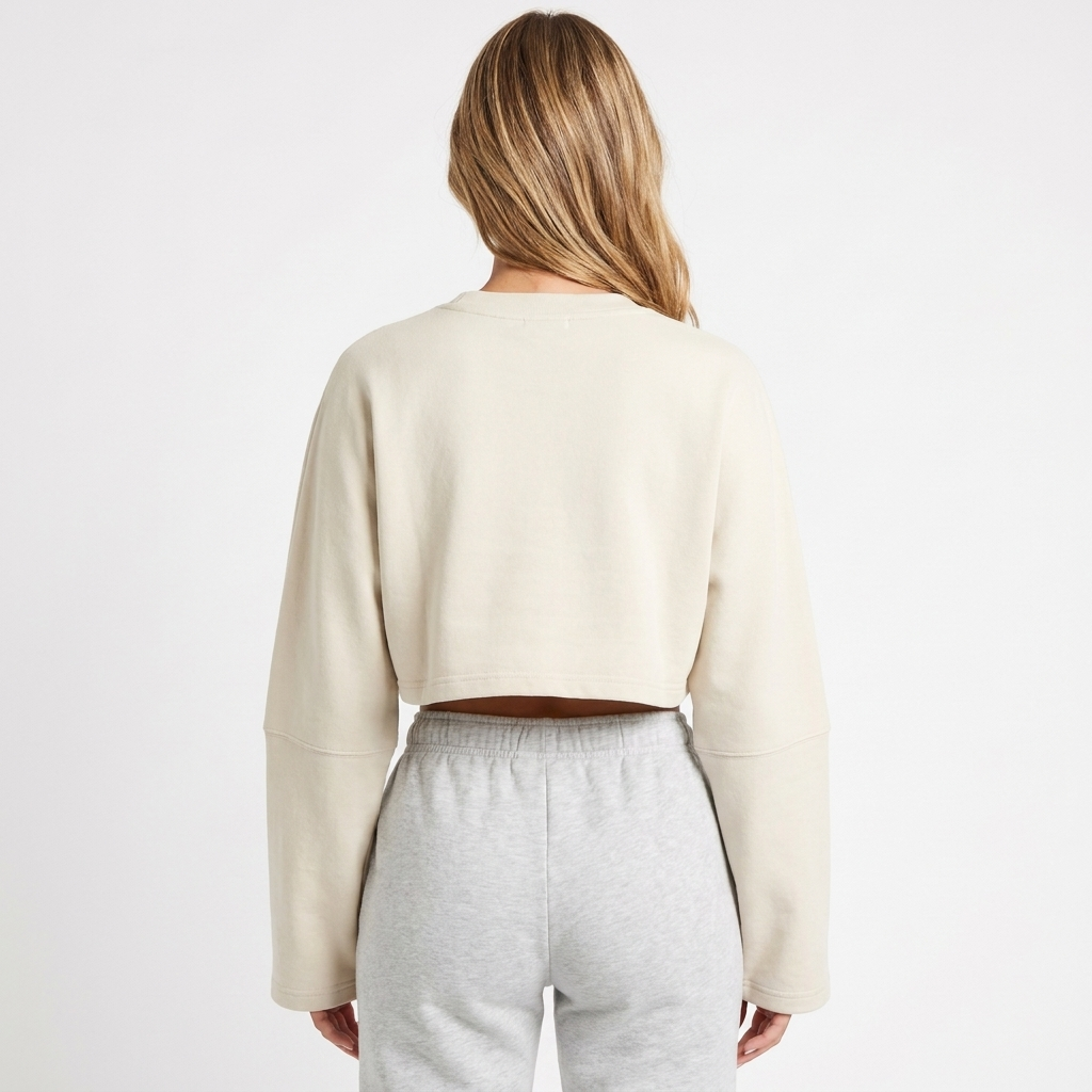 Women's Oversized Cropped Crew Neck Sweatshirt Loungewear Top