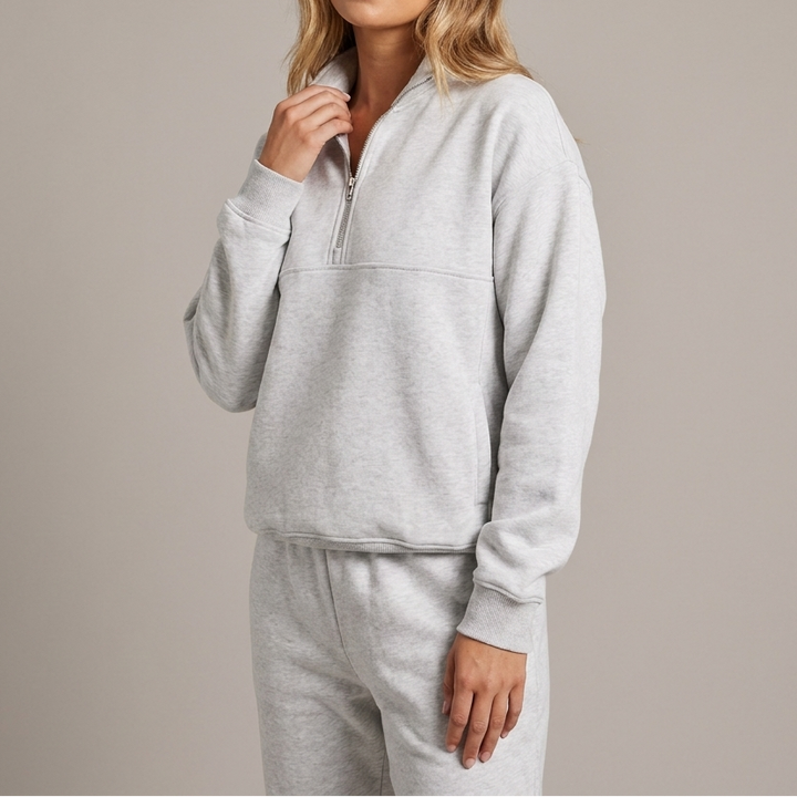 Women's Half-Zip Sweatshirt And Jogger Set Fleece Loungewear