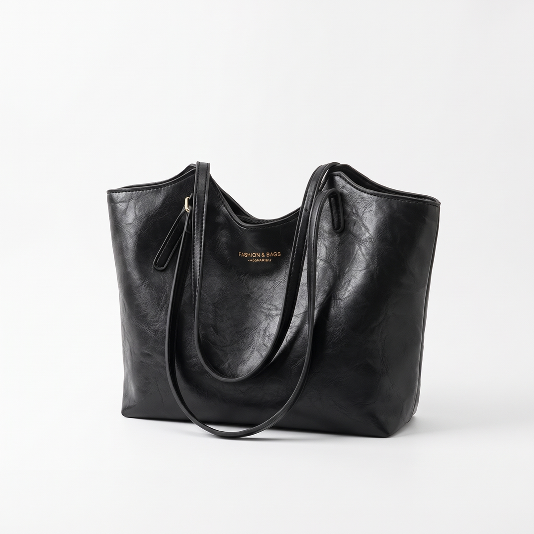 Women's Faux-Leather Tote Bag Zip-Top Dual-Handle