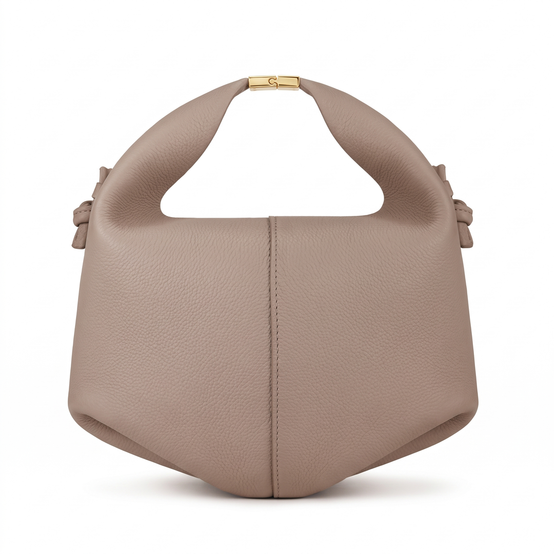 Women's Leather Top-Handle Bag Curved-Base Seam-Front