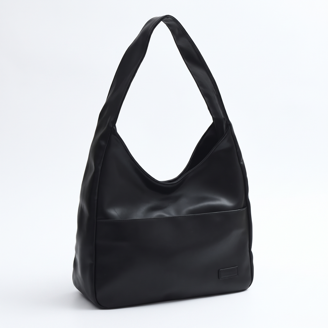 Women's Leather Hobo Bag Slouchy Single-Handle Curved-Seam