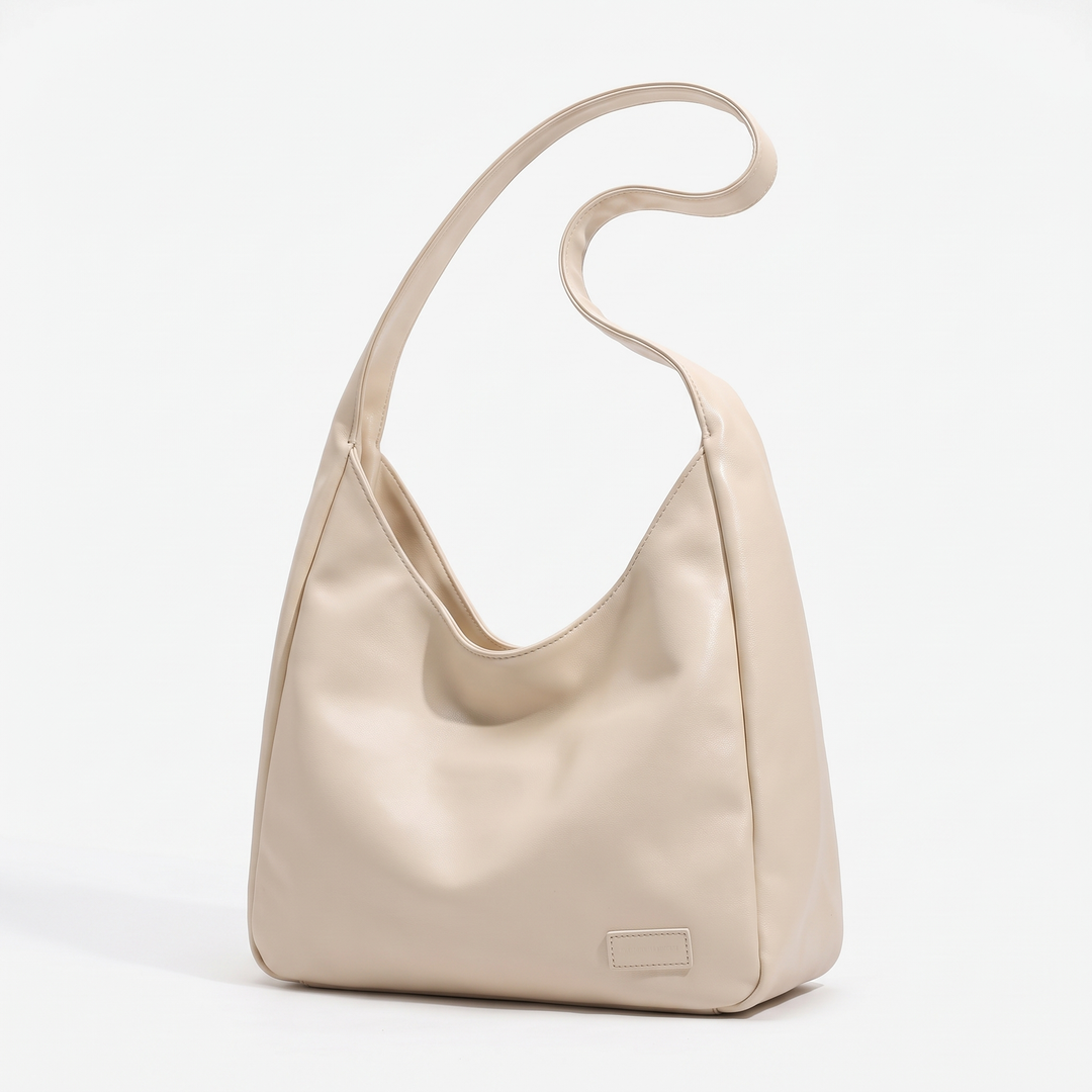 Women's Leather Hobo Bag Slouchy Single-Handle Curved-Seam