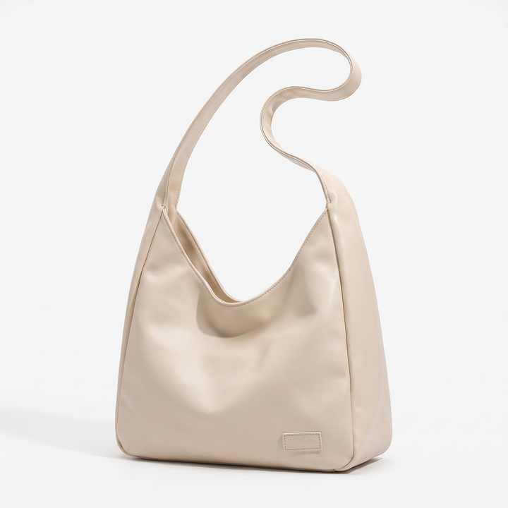 Women's Leather Hobo Bag Slouchy Single-Handle Curved-Seam