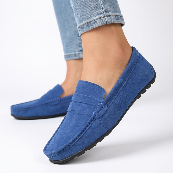 Men's Suede Penny Loafers Slip-On Moc-Toe