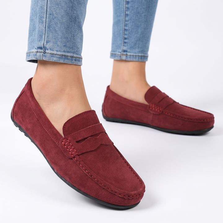 Men's Suede Penny Loafers Slip-On Moc-Toe
