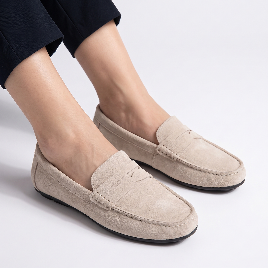 Men's Suede Penny Loafers Slip-On Moc-Toe