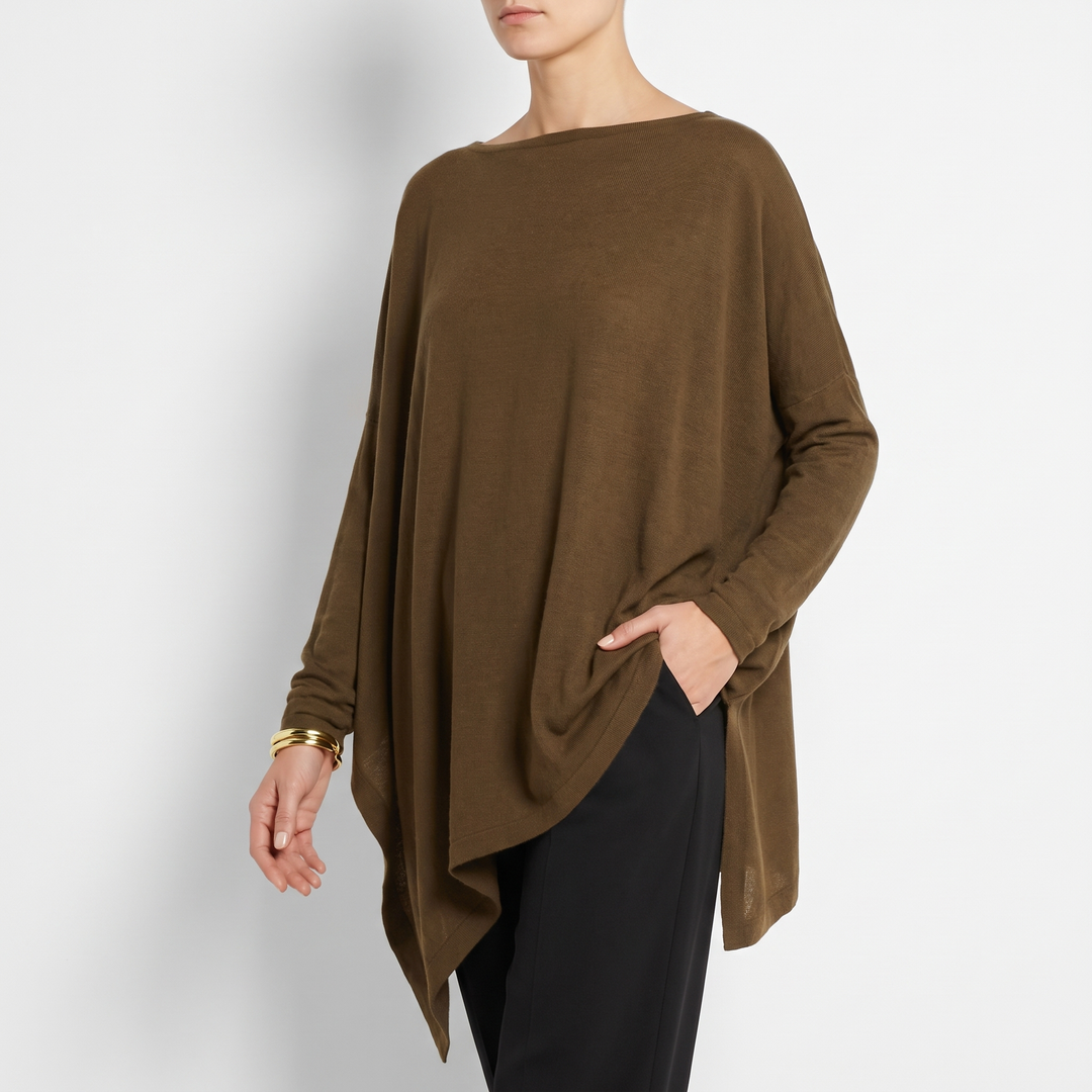 Women's Long-Sleeve Asymmetrical Hem Tunic Top