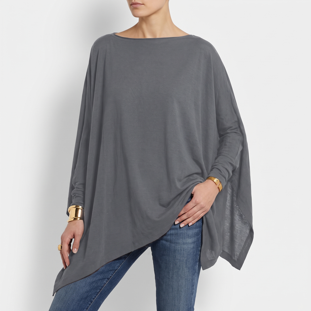 Women's Long-Sleeve Asymmetrical Hem Tunic Top