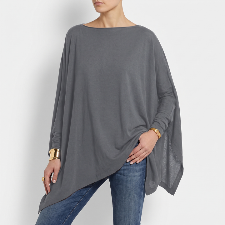 Women's Long-Sleeve Asymmetrical Hem Tunic Top