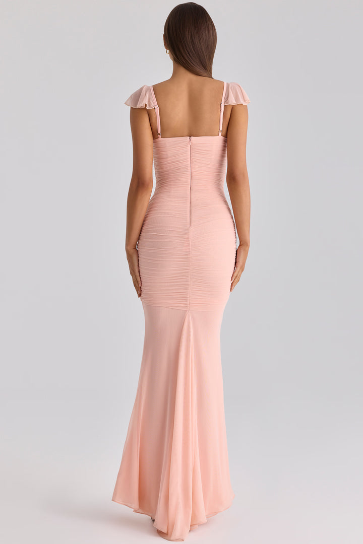 Women's Off-Shoulder Maxi Dress Ruched Sweetheart Mermaid Evening Gown