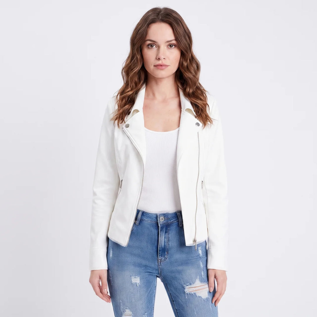 Women's Suede Moto Jacket Cropped Asymmetric Zip Biker Jacket  Display Title: Elara | Suede Moto Jacket