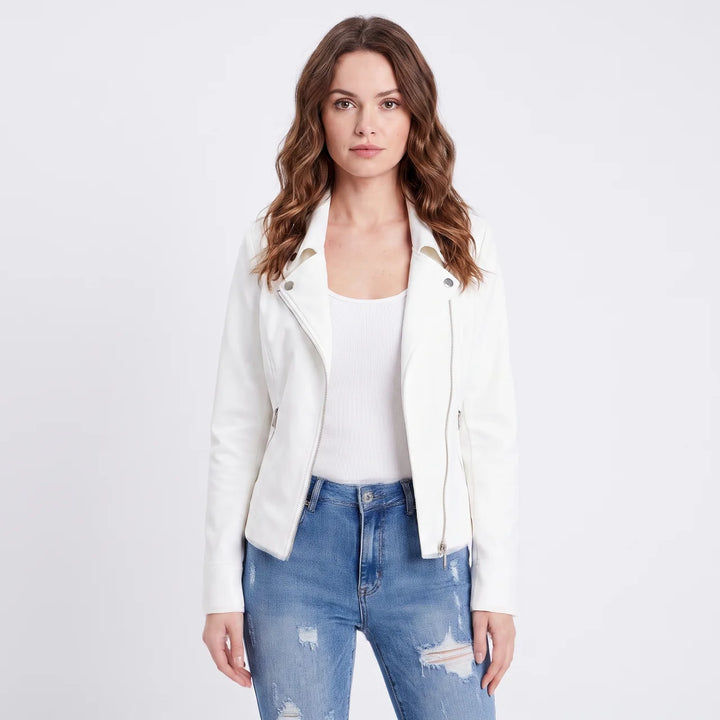 Women's Suede Moto Jacket Cropped Asymmetric Zip Biker Jacket  Display Title: Elara | Suede Moto Jacket