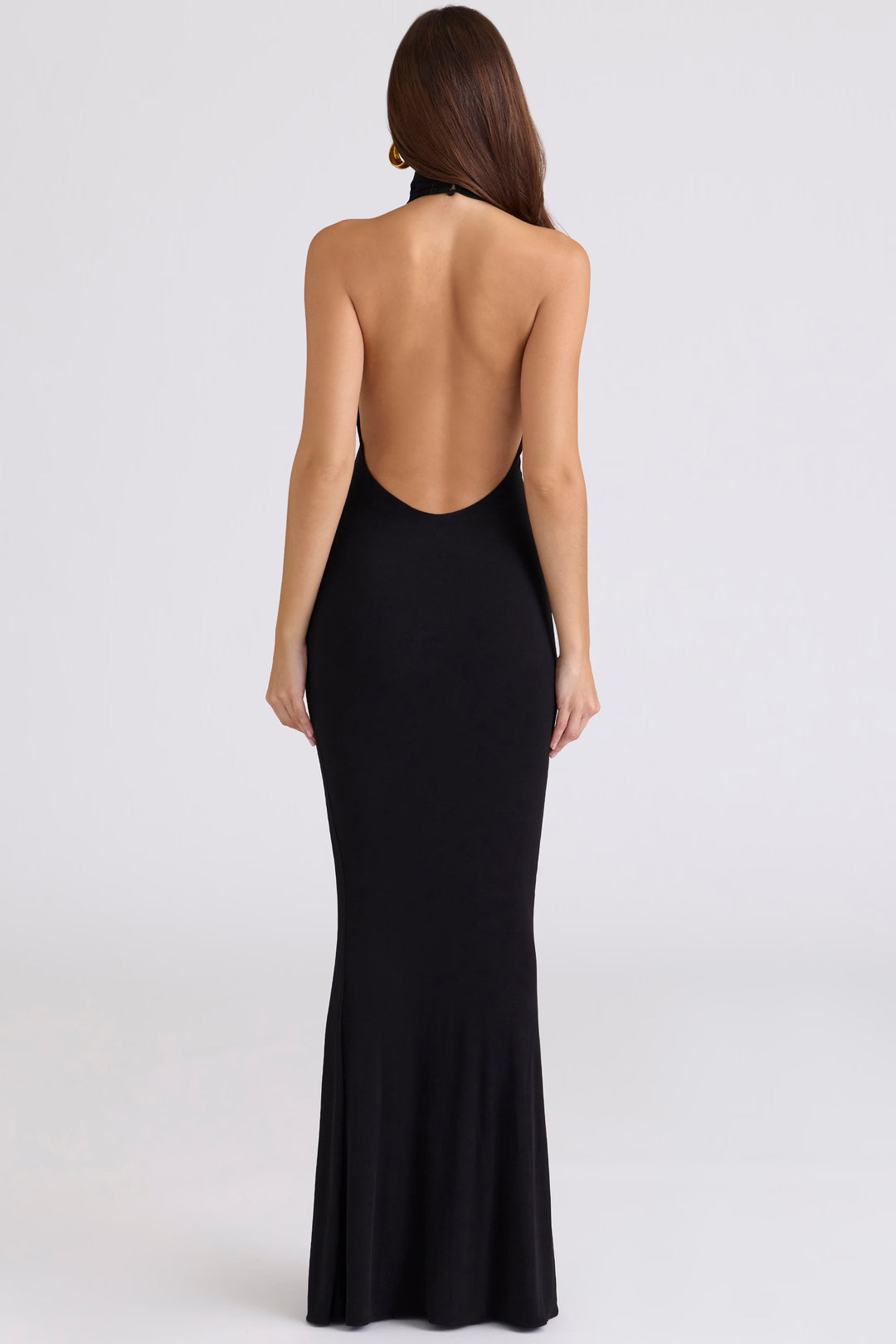 Women's Halter Mock Neck Backless Bodycon Maxi Dress