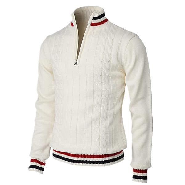 Colorblock Zip-Collar Sweater