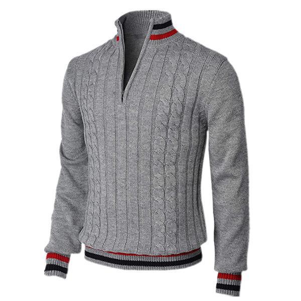 Colorblock Zip-Collar Sweater