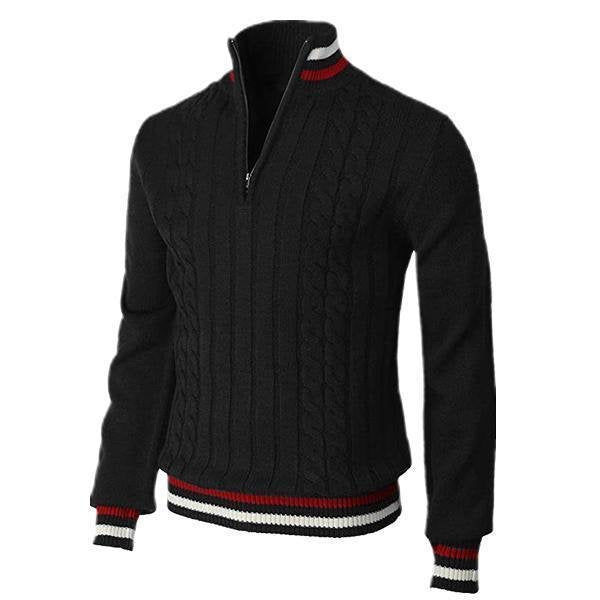 Colorblock Zip-Collar Sweater