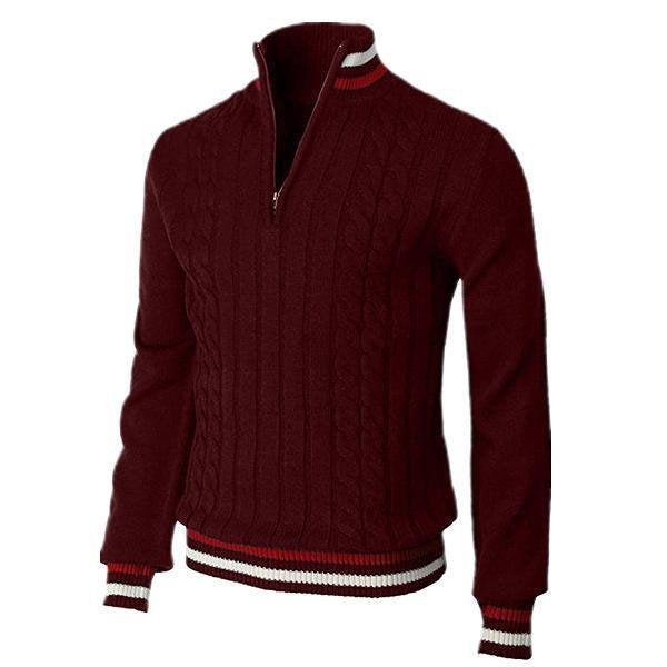 Colorblock Zip-Collar Sweater