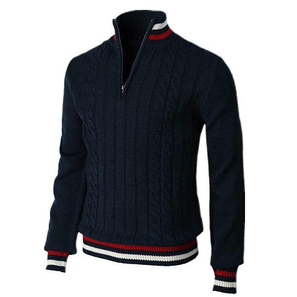 Colorblock Zip-Collar Sweater
