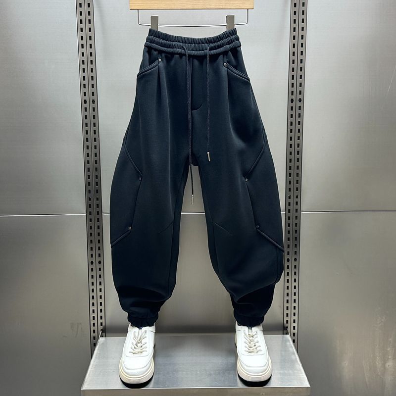 Men's Drop Crotch Jogger Pants Oversized Panelled Seam Detail Streetwear Baggy Sweats