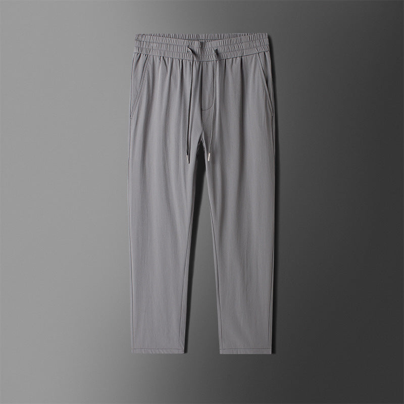 Men's Smart Jogger Trousers Slim Straight Drawstring Waist Stretch Casual Pants