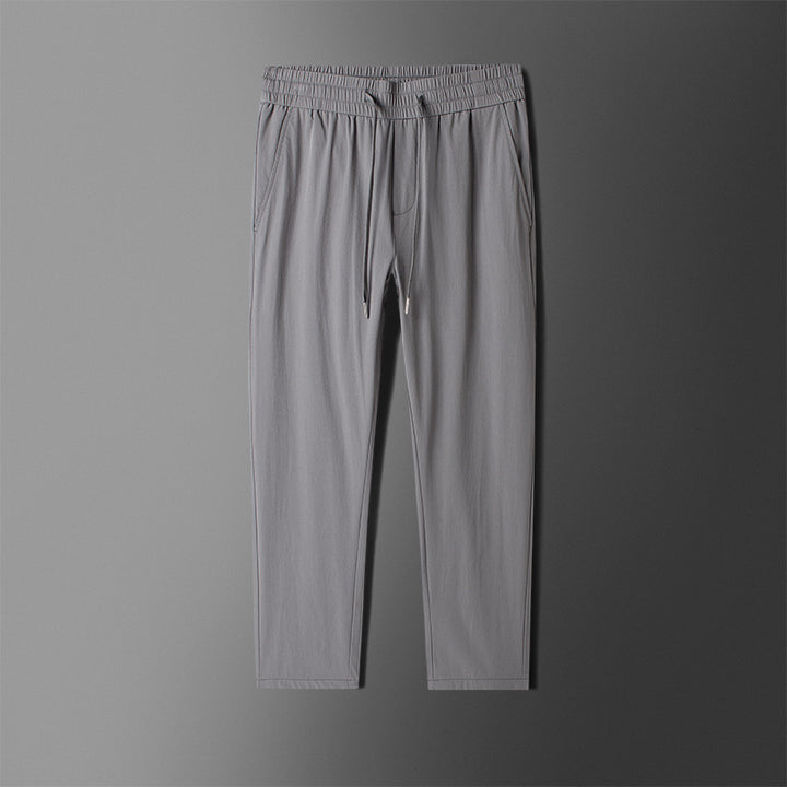 Men's Smart Jogger Trousers Slim Straight Drawstring Waist Stretch Casual Pants
