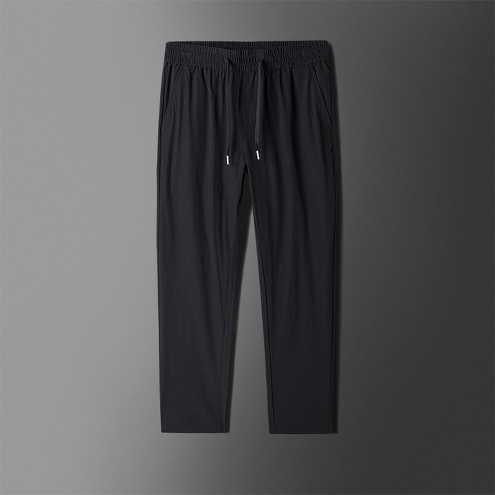 Men's Smart Jogger Trousers Slim Straight Drawstring Waist Stretch Casual Pants