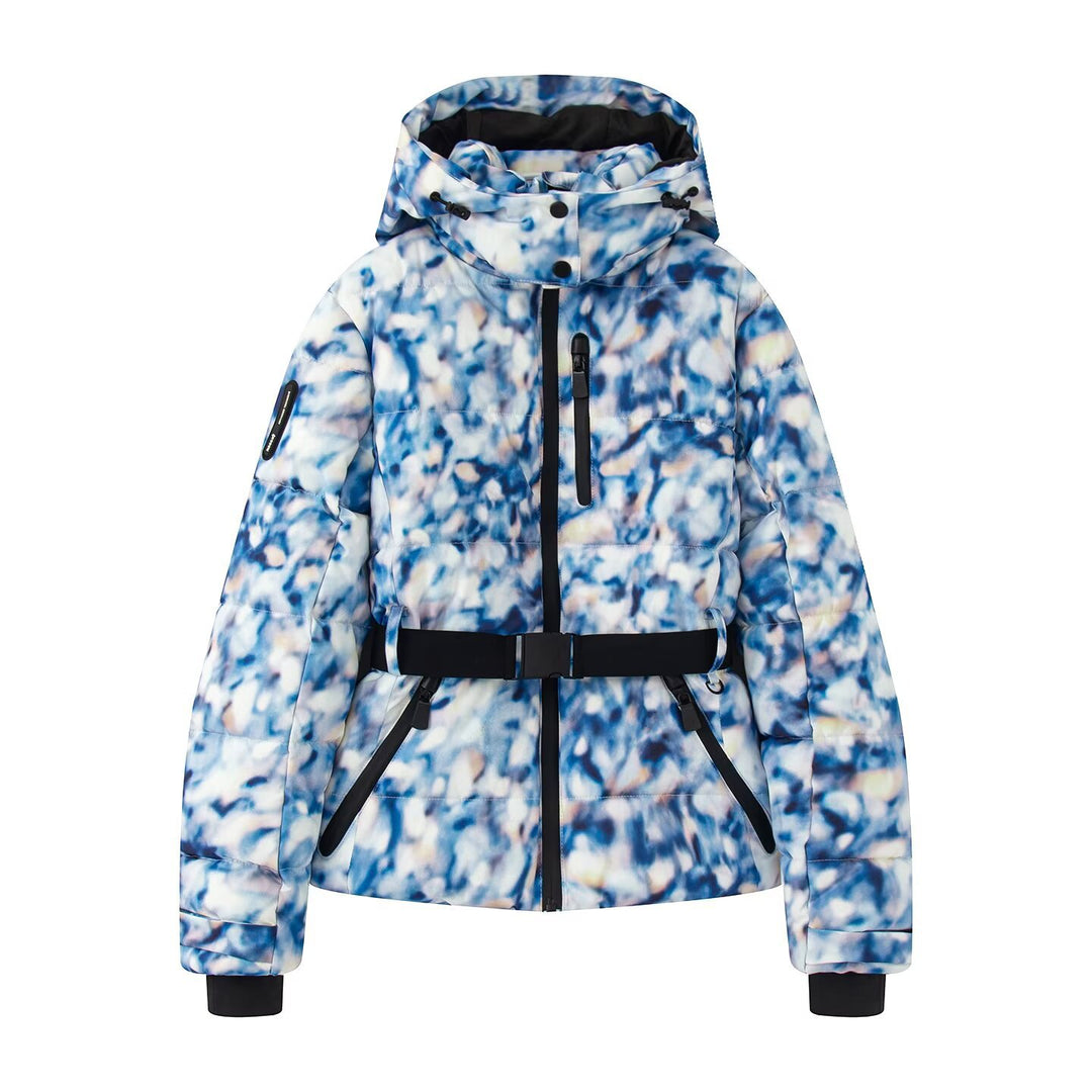Women's Hooded Puffer Jacket Belted Padded Winter Coat Insulated Outerwear