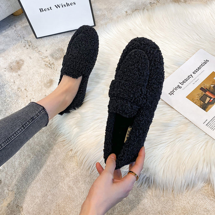 Women's Fluffy Faux Fur Loafers Slip On Flat Cosy Teddy Shoes Winter Moccasins