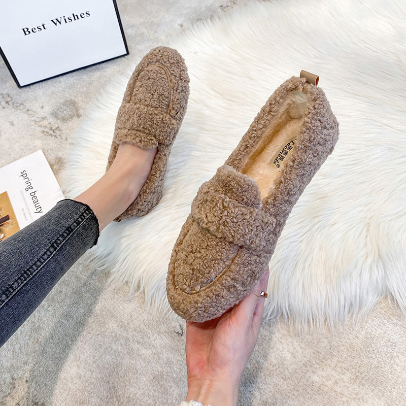 Women's Fluffy Faux Fur Loafers Slip On Flat Cosy Teddy Shoes Winter Moccasins