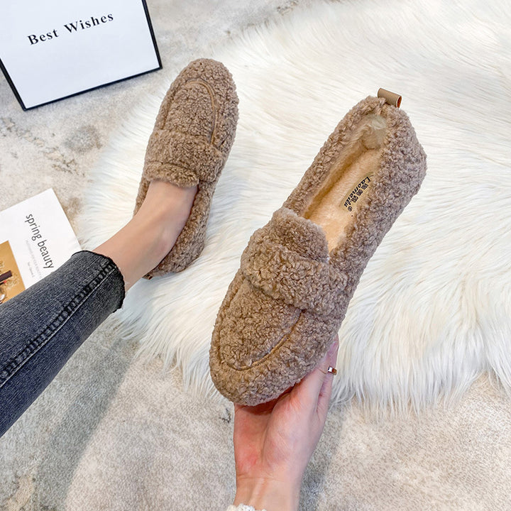 Women's Fluffy Faux Fur Loafers Slip On Flat Cosy Teddy Shoes Winter Moccasins