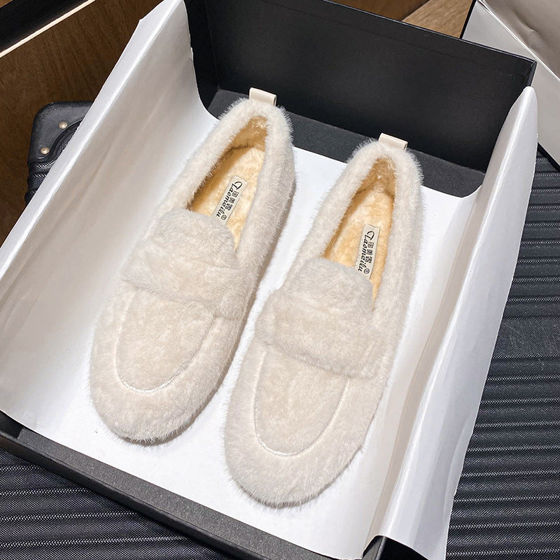 Women's Fluffy Faux Fur Loafers Slip On Flat Cosy Teddy Shoes Winter Moccasins