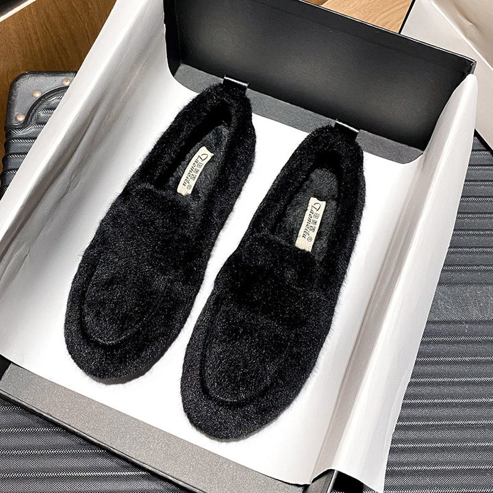 Women's Fluffy Faux Fur Loafers Slip On Flat Cosy Teddy Shoes Winter Moccasins