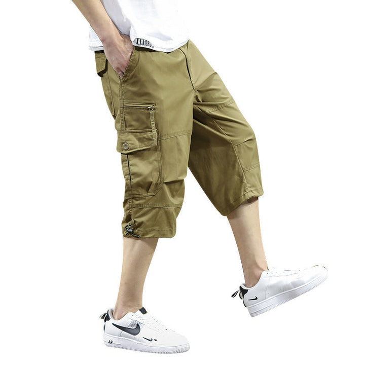 Men's Cargo Capri Shorts Multi-Pocket 3/4 Length Casual Outdoor Pants
