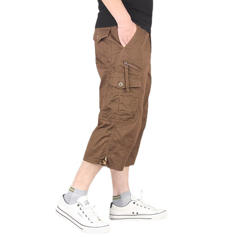 Men's Cargo Capri Shorts Multi-Pocket 3/4 Length Casual Outdoor Pants