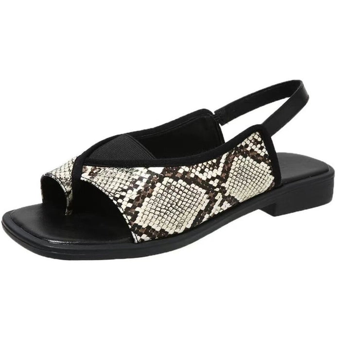 Women's Two-Tone Flat Sandals Open Toe Elastic Slingback Casual Summer Shoes