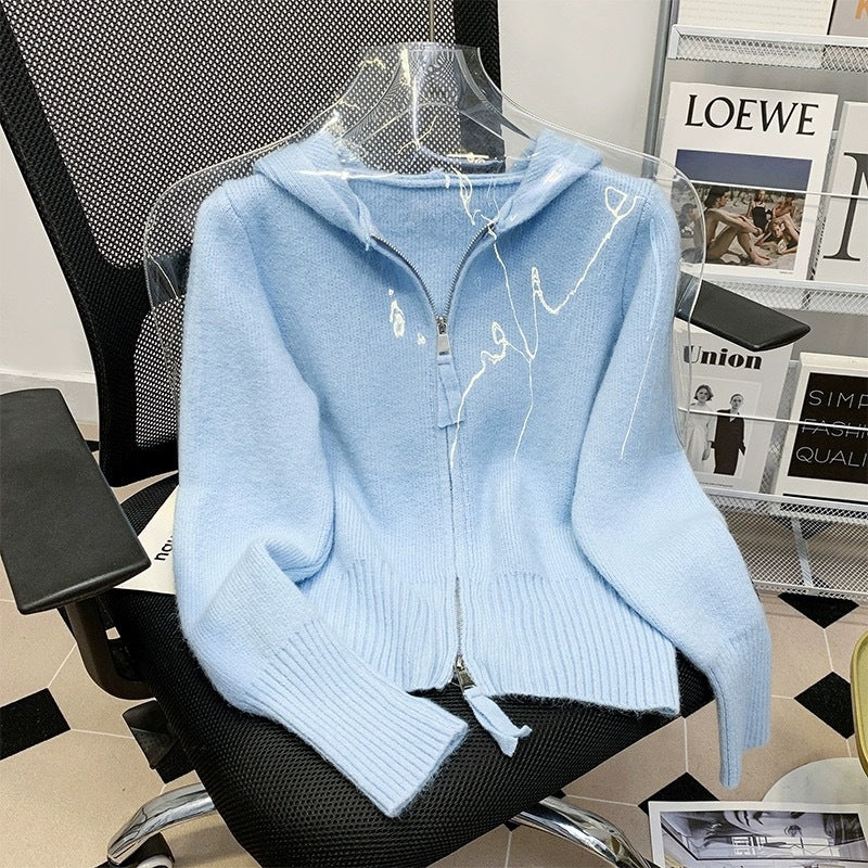 Double Zip Solid Color Sweater