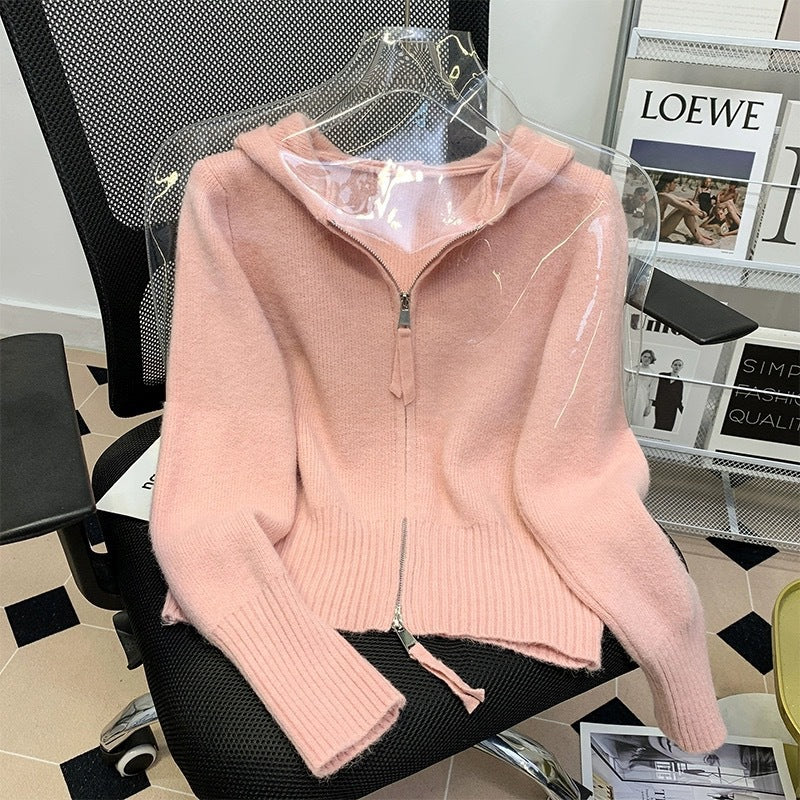 Double Zip Solid Color Sweater