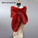 Wine Red Black Pointed Fox-Like Widened Shawl
