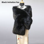 Black Faux Fox Wide Shawl