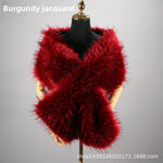 Wine Red Jacquard Wide Shawl