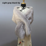 Light Gray Black Pointed Wide Shawl